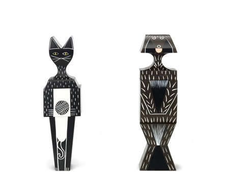 Wooden Dolls Cat & Dog small Vitra Black Collection